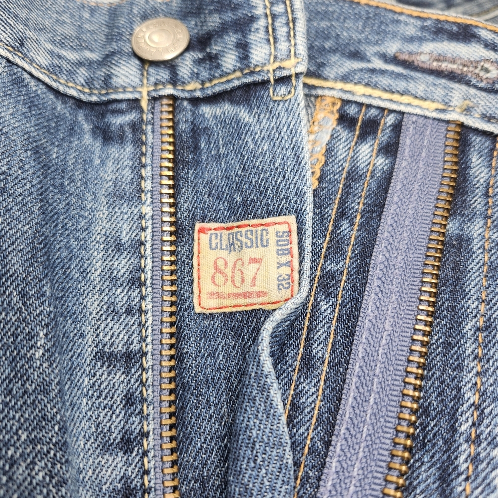 Polo Ralph Lauren Classic 867 Lightly Faded Medium Blue Zip-Fly Jeans 50Bx32 - Picture 6 of 7